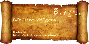 Bálint Ágota névjegykártya