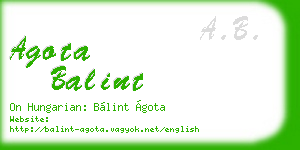 agota balint business card